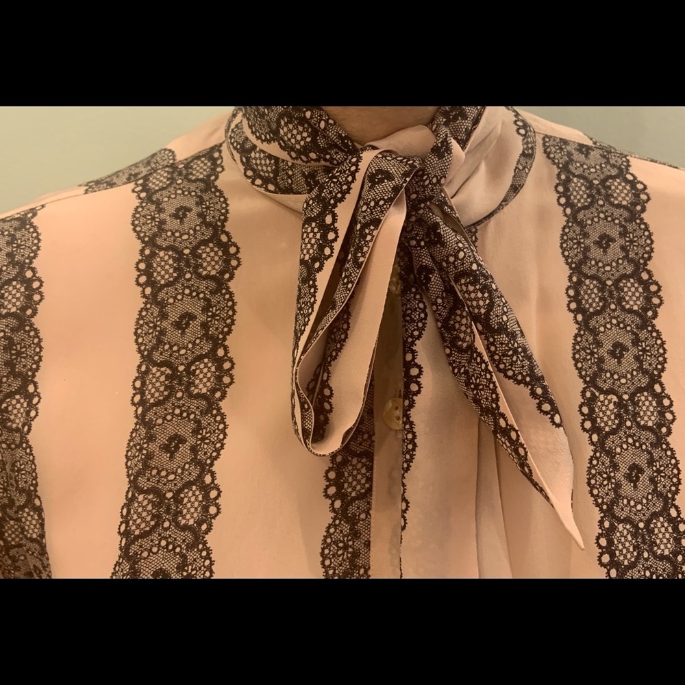 Tenebre Scarf-Neck Tie Silk Blouse